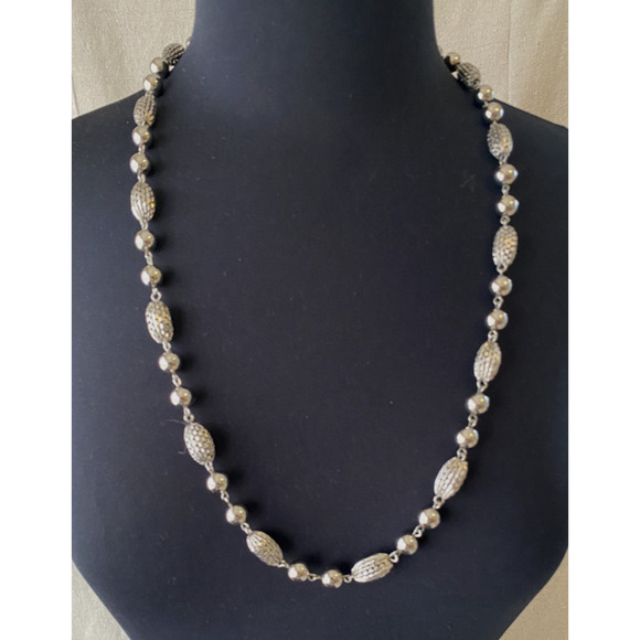 Vintage 15 inch Boho Cottage Core Pendant Silver Link Chain Balls Necklace - Picture 1 of 10